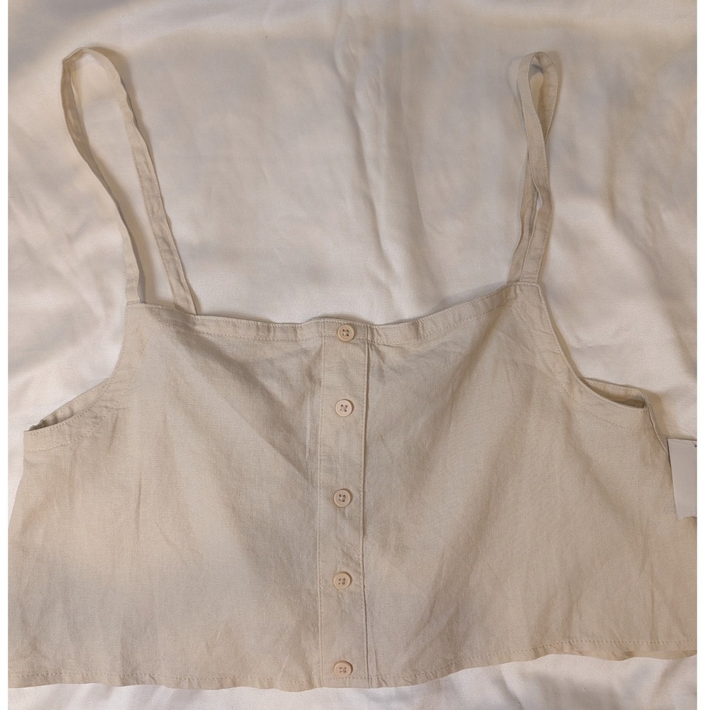 WeWoreWhat Womens Beige Button Down open back Cropped Cami Tank Size M WW 22 728